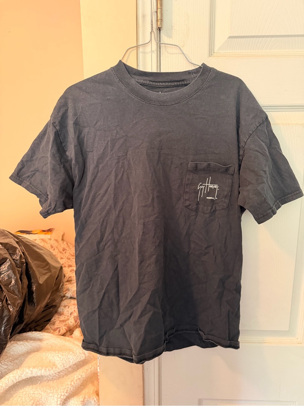 Guy Harvey Black Short-Sleeve Pocket Tee with Signature Logo